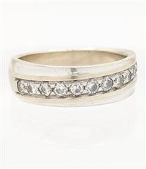 14K 8.6g Solid White Gold Mens Diamond Classic Tradition Wedding Band Size-10.5